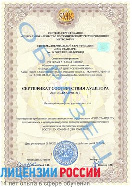 Образец сертификата соответствия аудитора №ST.RU.EXP.00006191-1 Алдан Сертификат ISO 50001
